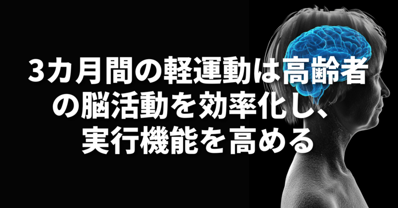 3カ月間の軽運動は高齢者の脳活動を効率化し、実行機能を高める | 理学