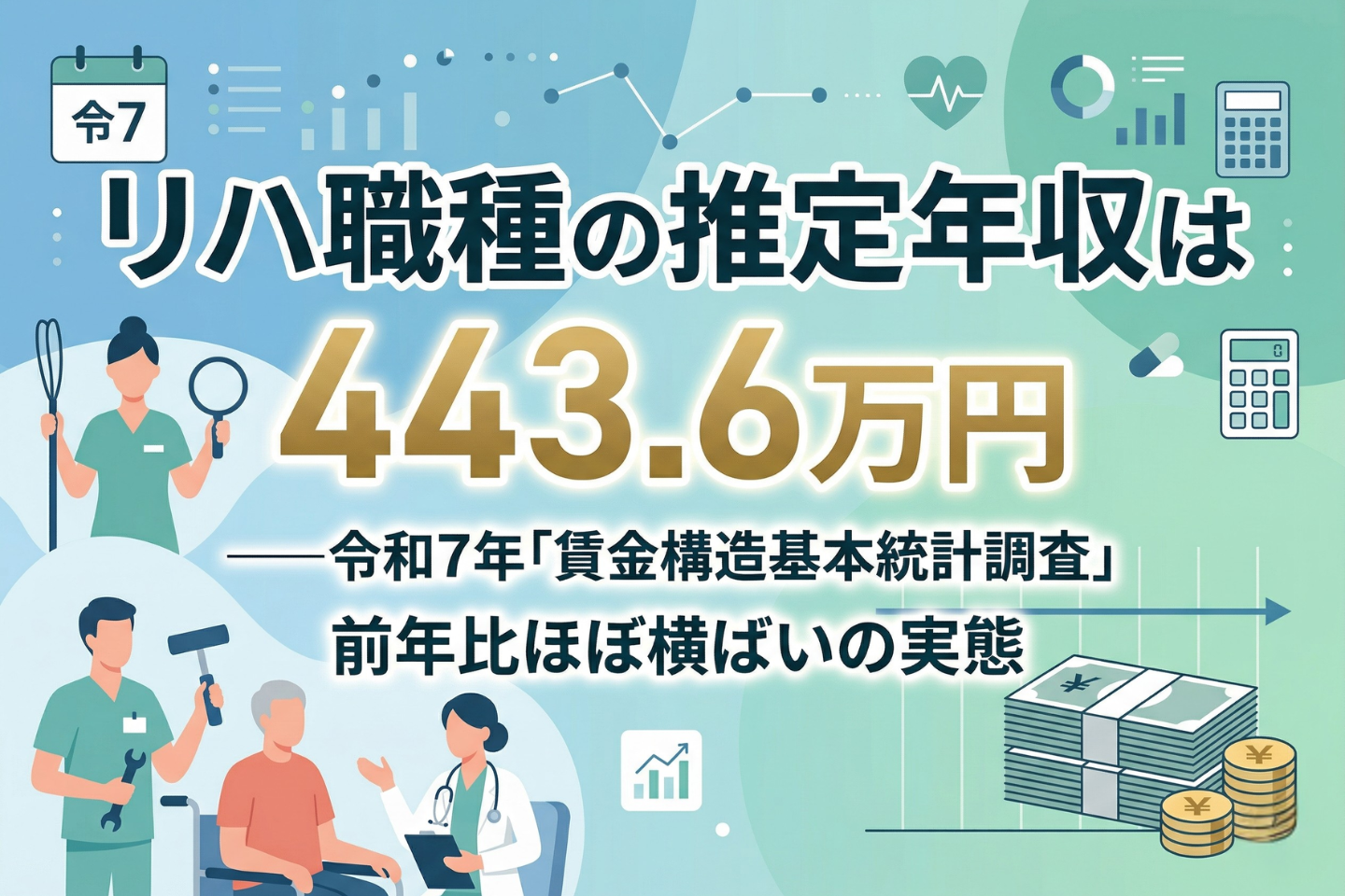 リハ職種の推定年収は443.6万円──令和7年「賃金構造基本統計調査」前年比ほぼ横ばいの実態
