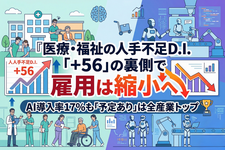 医療・福祉の人手不足D.I.「+56」の裏側で雇用は縮小へ──AI導入率17%も「予定あり」は全産業トップ