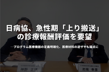 日病協、急性期「上り搬送」の診療報酬評価を要望──プログラム医療機器の定義明確化、医療材料の逆ザヤも論点に